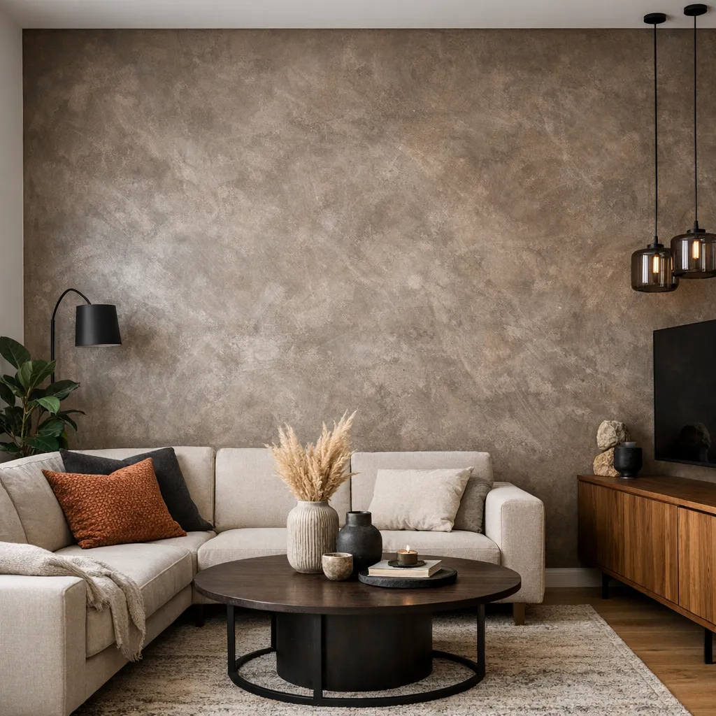 Venetian plaster feature wall in Bristol luxury home