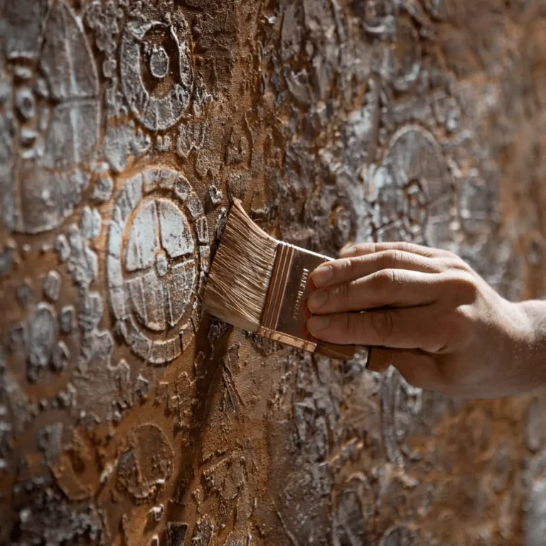 Close‑up of hands applying Italian decorative finish during Valpaint training.