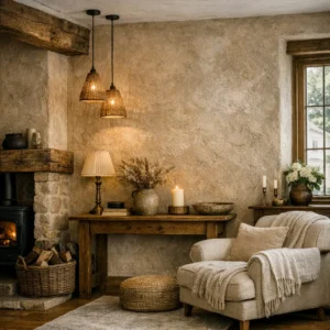 rustic clay decorative finishes Somerset Cotswolds natural wall texture interior